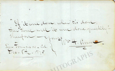 Crane, William Henry - Signed Album Page 1875