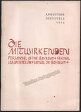 Bayreuth 1954 - Personnel of the Bayreuth Festival Guide