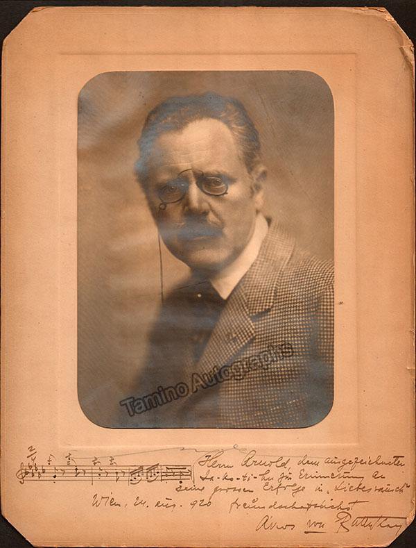 Akos von Buttykay Autograph Music Quote Signed 1920 Tamino