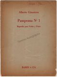Ginastera, Alberto - Signed Score for "Pampeana Nr. 1"