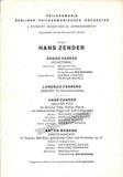 Zender, Hans - Lot of 4 Concert Programs Berlin 1969-1977