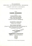 Zender, Hans - Lot of 4 Concert Programs Berlin 1969-1977