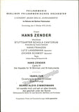 Zender, Hans - Lot of 4 Concert Programs Berlin 1969-1977