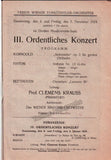 Krauss, Clemens - 5 Wiener Tonkunstler-Orchester Programs 1923-1926