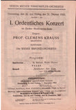 Krauss, Clemens - 5 Wiener Tonkunstler-Orchester Programs 1923-1926