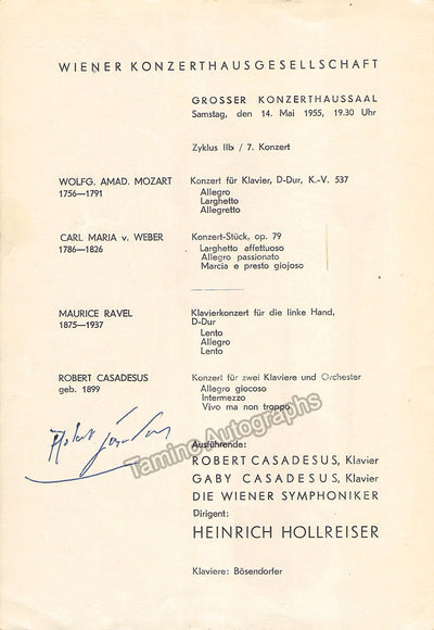 Casadesus, Robert - Signed Program Vienna 1955