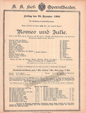 Vienna State Opera - Program Lot 1900