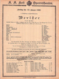 Vienna State Opera - Program Lot 1900