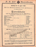 Vienna State Opera - Program Lot 1900