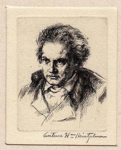Young Beethoven - Original Etching by Arthur Heintzelman 1943