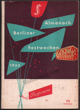 Furtwangler, Wilhelm and others - Berliner Festwochen Program 1953