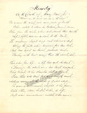 Cushman, Charlotte - Autograph Poem Manuscript 1852
