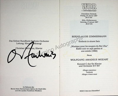 Zacharias, Christian - Signed Program Cologne 1987