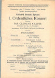 Schneiderhan, Walther - Concert Program Vienna 1926 - Clemens Krauss