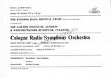 Cologne Radio Symphony Orchestra - Signed Program London 1978