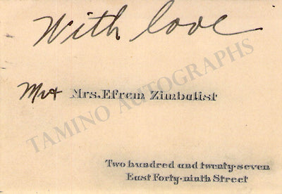 Zimbalist, Efrem - Autograph Business Card