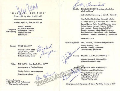 Sawyer, Elisabeth - Weber, Ben - Trimblee, Lester - Mumma, Gordon - Ashley, Robert - Signed Program New York 1964