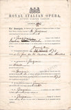 Graziani, Francesco - Signed Contract Covent Garden 1873