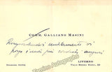 Masini, Galliano - Autograph Letter Signed 1938 + Card