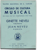 Neveu, Ginette - Signed photo from Concert Program, 1948