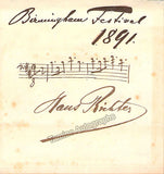 Richter, Hans - Autograph Music Quote Signed 1891