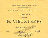 Vieuxtemps, Henri - Signed Ticket Pass for a Concert 1870 + Playbill Anton Rubinstein