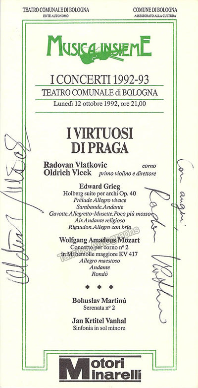 I Virtuosi di Praga - Signed Program Bologna 1992