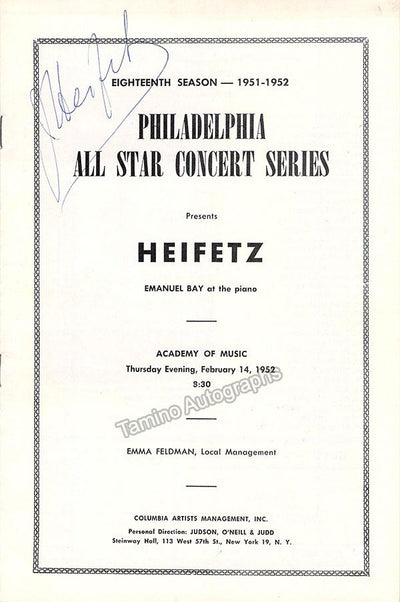 Heifetz, Jascha - Various Signed Programs