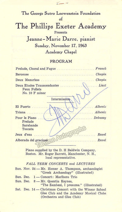 Darre, Jeanne-Marie - Signed Program Vancouver 1963