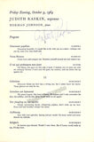 Raskin, Judith - Signed Program