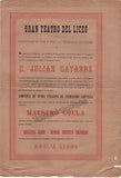 Gayarre, Julian - Performance Playbill Teatro del Liceo - Barcelona 1888-89