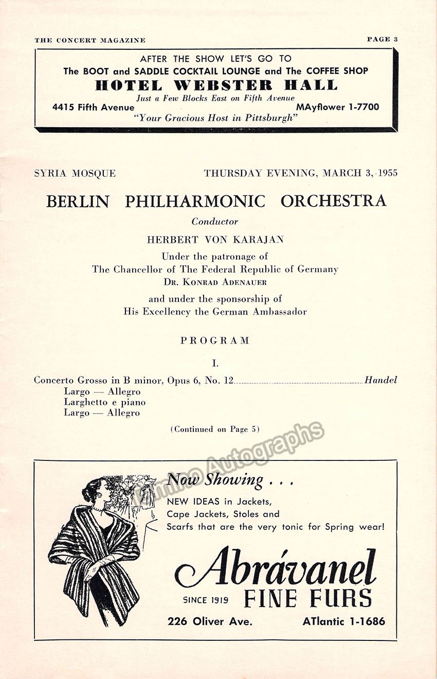 Karajan Herbert Berlin Philharmonic Program Pittsburgh 1955 Tamino karajan-herbert-berlin-philharmonic-program-pittsburgh-1955-tamino