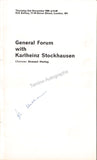 Stockhausen, Karlheinz - Signed Program London 1965