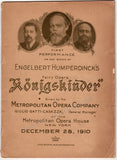 Konigskinder - Opera by Engelbert Humperdinck - World Premiere Program 1910
