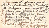 Bruch, Max - Autograph Note Signed on Business Card