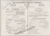 Slavenska, Mia - Istomina, Anna - Double Signed Program Havana 1950