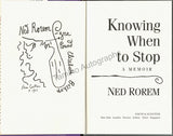Rorem, Ned - Signed Book "Knowing When to Stop - A Memoir"