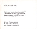 Tortelier, Paul - De la Pau, Maria - Double Signed Program London 1974