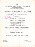 Tureck, Rosalyn - Signed Program London 1954