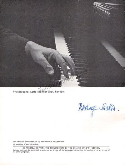 Serkin, Rudolf - Signed Program London 1971