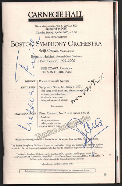 Dutilleux, Henri - Freire, Nelson - Ozawa, Seiji - Signed Program Carnegie Hall 2000