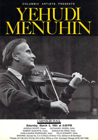 Yehudi Menuhin - Lot of 3 unsigned playbills