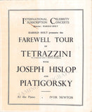 Tetrazzini, Luisa - Piatigorsky, Orlando - Hislop, Joseph - Farewell Tour Program 1933