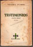 Ocampo, Victoria - Signed Book "Testimonios - 6a Serie"