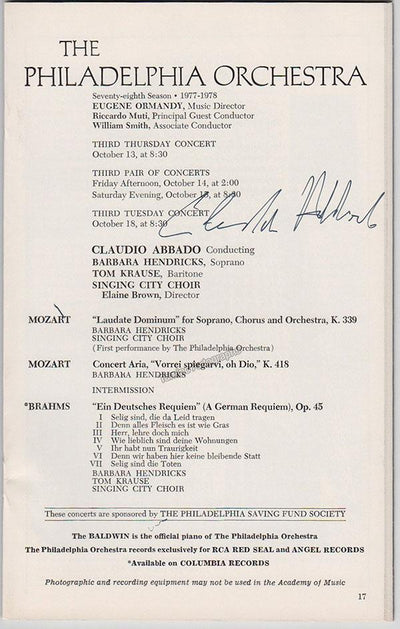 Abbado, Claudio - Signed Program 1977