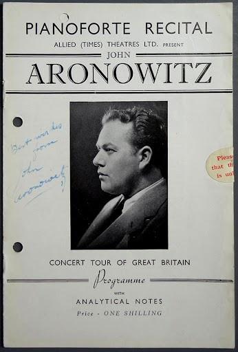 Aronowitz, John - Signed Program Leicester 1940's