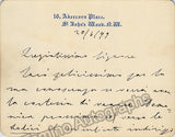 Denza, Luigi - Autograph Note Signed 1899