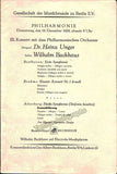 Backhaus, Wilhelm - Program and Playbill Lot 1908-1929