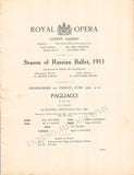 Ballet Russe - Program with Karsavina & Nijinski London 1911 + Pagliacci