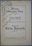 Bartok, Bela - Signed Libretto for his opera Bluebeard´s Castle